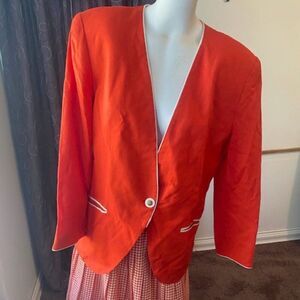 Harrison Kent Vintage Orange/White Trim Skirt Plaid Orange/White set, size 12